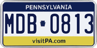 PA license plate MDB0813