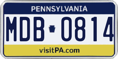 PA license plate MDB0814
