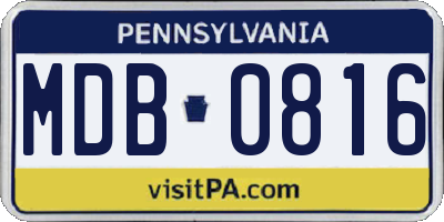 PA license plate MDB0816