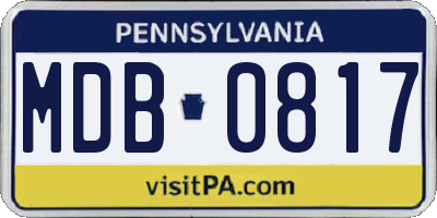 PA license plate MDB0817