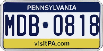 PA license plate MDB0818