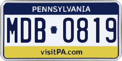 PA license plate MDB0819