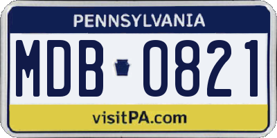 PA license plate MDB0821