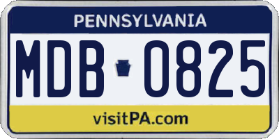 PA license plate MDB0825
