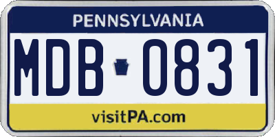 PA license plate MDB0831