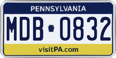 PA license plate MDB0832