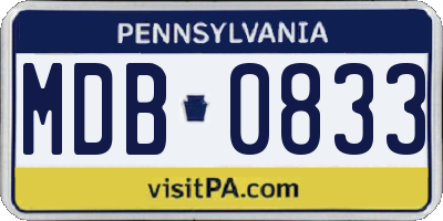 PA license plate MDB0833