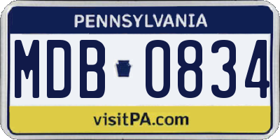 PA license plate MDB0834