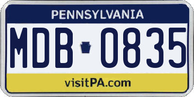 PA license plate MDB0835