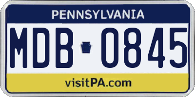 PA license plate MDB0845