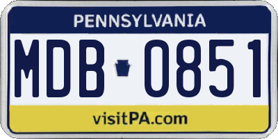 PA license plate MDB0851