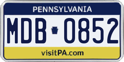 PA license plate MDB0852