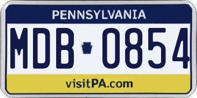 PA license plate MDB0854