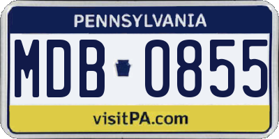 PA license plate MDB0855