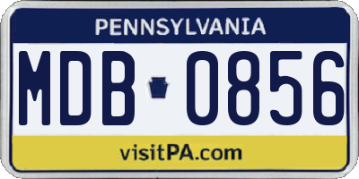 PA license plate MDB0856