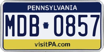 PA license plate MDB0857