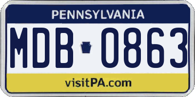 PA license plate MDB0863