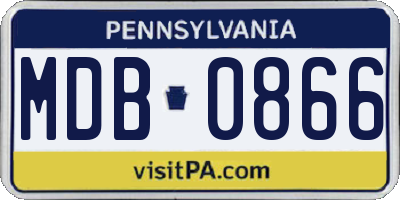 PA license plate MDB0866