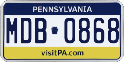 PA license plate MDB0868