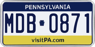 PA license plate MDB0871