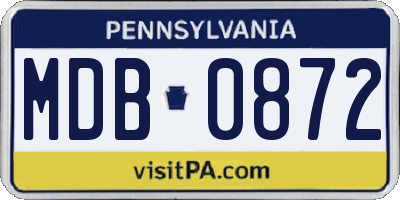 PA license plate MDB0872