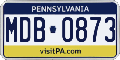 PA license plate MDB0873