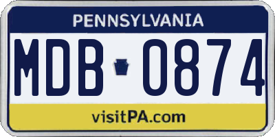 PA license plate MDB0874