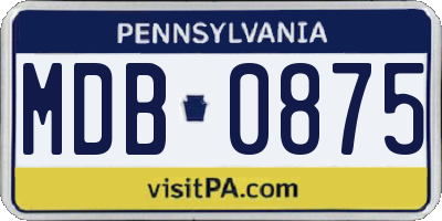 PA license plate MDB0875