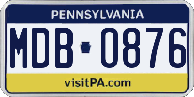 PA license plate MDB0876