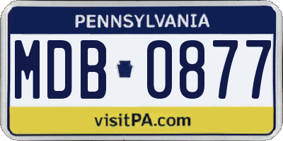 PA license plate MDB0877