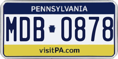 PA license plate MDB0878