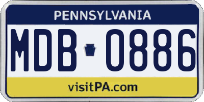 PA license plate MDB0886