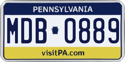 PA license plate MDB0889