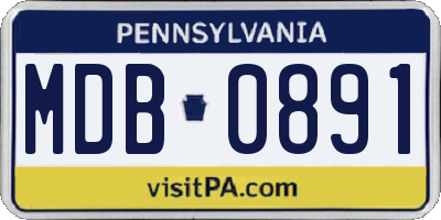 PA license plate MDB0891