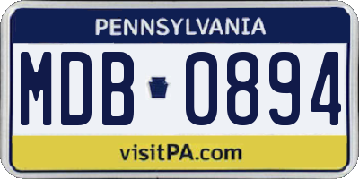 PA license plate MDB0894