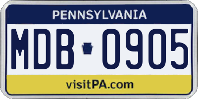 PA license plate MDB0905