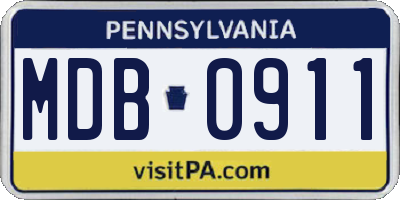 PA license plate MDB0911