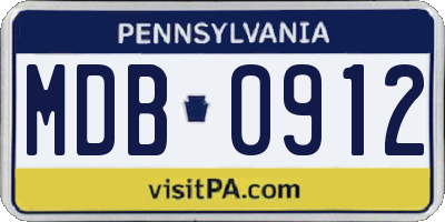 PA license plate MDB0912