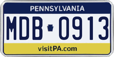 PA license plate MDB0913