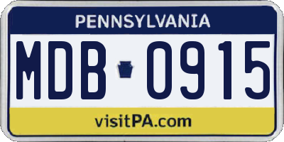 PA license plate MDB0915