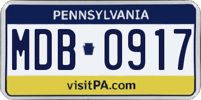 PA license plate MDB0917