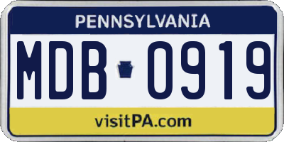 PA license plate MDB0919