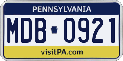 PA license plate MDB0921
