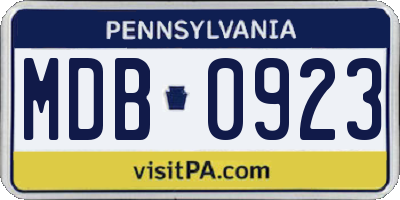 PA license plate MDB0923