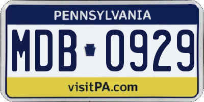 PA license plate MDB0929