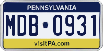 PA license plate MDB0931