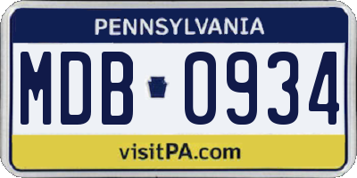 PA license plate MDB0934