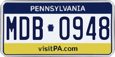 PA license plate MDB0948