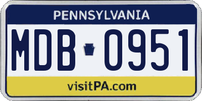 PA license plate MDB0951