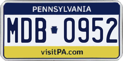 PA license plate MDB0952